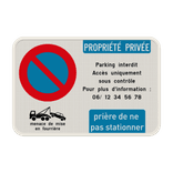 Panneau stationnement interdit B6a1 - propriété privée accès interdit personnalisable