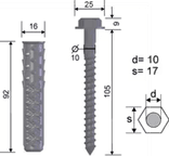 Jeu de vis/chevilles pour fixation au sol (jeu de 3pièces)