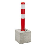 Poteau de parking amovible 750 mm rouge avec pied en béton