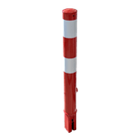 Losse afzetpaal staal rood/wit Ø89x750mm met driekantslot - excl. betonvoet