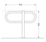 Anlehnbügel aus Stahlrohr, 820 mm breit – zum Aufdübeln oder Einbetonieren