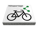 Dalle de signalisation - vélopartage - 30 x 30 cm avec bord biseauté