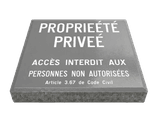 Dalle de signalisation - propriété privée - 30 x 30 cm avec bord biseauté