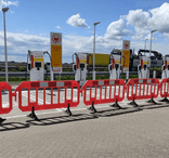 Afzethek kunststof oranje reflecterend - set 20 stuks incl. opslagrek