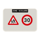Panneau zone scolaire enfants et 30km/h - plusieurs dimensions