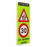 Panneau « Attention ! Les enfants jouent » 30km/h - 400x900mm