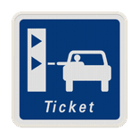 Panneau C62 – Présignalisation d’une borne de retrait de ticket de péage