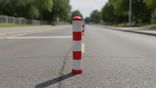 Pole Cone fietspadpaal Ø130x800mm rood/wit verwijderbaar - reflecterend