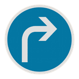 Panneau B21c1 – Direction obligatoire à droite à la prochaine intersection