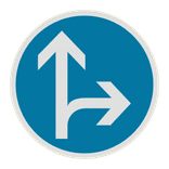 Panneau B21d1 – Directions obligatoires tout droit ou à droite