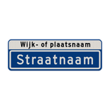 Straatnaambord 10 karakters 600x200 mm met wijk- of plaatsnaam NEN 1772