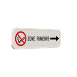 Panneau de signalisation avec flèche directionnelle - Zone non-fumeur