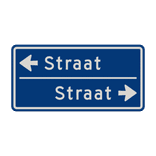 Straatnaambord 10 karakters 600x300 mm 2 regelig met pijl NEN 1772