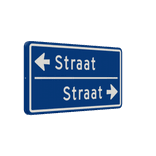 Straatnaambord 10 karakters 600x300 mm 2 regelig met pijl NEN 1772