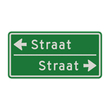 Straatnaambord groen 10 karakters 600x300 mm 2 regelig met pijl NEN 1772
