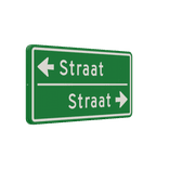 Straatnaambord groen 10 karakters 600x300 mm 2 regelig met pijl NEN 1772