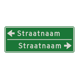 Straatnaambord groen 14 karakters 800x300 mm 2 regelig met pijl NEN 1772