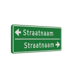 Straatnaambord groen 14 karakters 800x300 mm 2 regelig met pijl NEN 1772