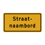 Straatnaambord geel 20 karakters 600x300 mm 2 regelig NEN 1772