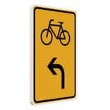 Verkehrsschilder 442-13 Umleitung Radverkehr mit Pfeil links - reflektierend