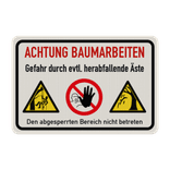 Schild Baumarbeiten, Gefahr herabfallende Äste - reflektierend