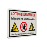 Schild Baumarbeiten, Gefahr herabfallende Äste - reflektierend