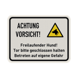 Schild Freilaufender Hund, Vorsicht - reflektierend