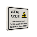 Schild Freilaufender Hund, Vorsicht - reflektierend