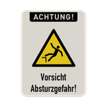 Schild Achtung Absturzgefahr, Vorsicht - reflektierend