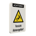Schild Achtung Absturzgefahr, Vorsicht - reflektierend