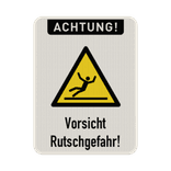 Warnschild Vorsicht, Rutschgefahr - reflektierend