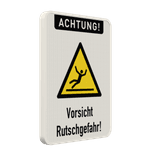 Warnschild Vorsicht, Rutschgefahr - reflektierend