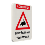 Schilder Achtung, Dieser Betrieb wird videoüberwacht - reflektierend