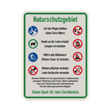 Hinweissschild Naturschutzgebiet, Regeln für Besucher - reflektierend
