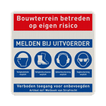PBM bord voor bouwplaats of bouwterrein reflecterend