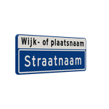 Straatnaambord 11 karakters 800x300mm + wijk- of plaatsnaam NEN 1772