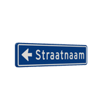 Straatnaambord 12 karakters 900x200 mm met pijl NEN 1772