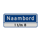 Straatnaambord 08 karakters 500x200 mm + huisnummers NEN 1772