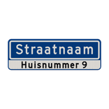 Straatnaambord 10 karakters 600x200 mm + huisnummers NEN 1772