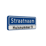 Straatnaambord 10 karakters 600x200 mm + huisnummers NEN 1772