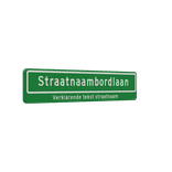 Straatnaambord groen met 18 karakters 1000x200 mm + ondertekst NEN 1772