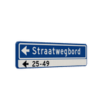 Straatnaambord 14 karakters 800x200 mm pijl links + Huisnummers NEN 1772