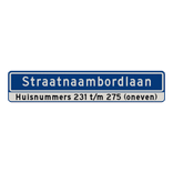 Straatnaambord 18 karakters 1000x200 mm + Huisnummers NEN 1772