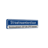 Straatnaambord 18 karakters 1000x200 mm + Huisnummers NEN 1772