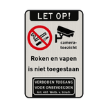 Verkeersbord roken en vapen verboden + camerabewaking - reflecterend