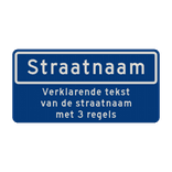 Straatnaambord 10 karakters 600x300mm + 3 regelige ondertekst NEN 1772