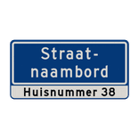 Straatnaambord 20 karakters 600x300mm 2 regelig + huisnummers NEN 1772