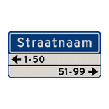 Straatnaambord 10 karakters 600x300 mm + 2 regelig huisnummers NEN 1772
