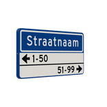 Straatnaambord 10 karakters 600x300 mm + 2 regelig huisnummers NEN 1772
