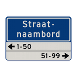 Straatnaambord 20 karakters 600x400mm 2 regelig + huisnummers NEN 1772